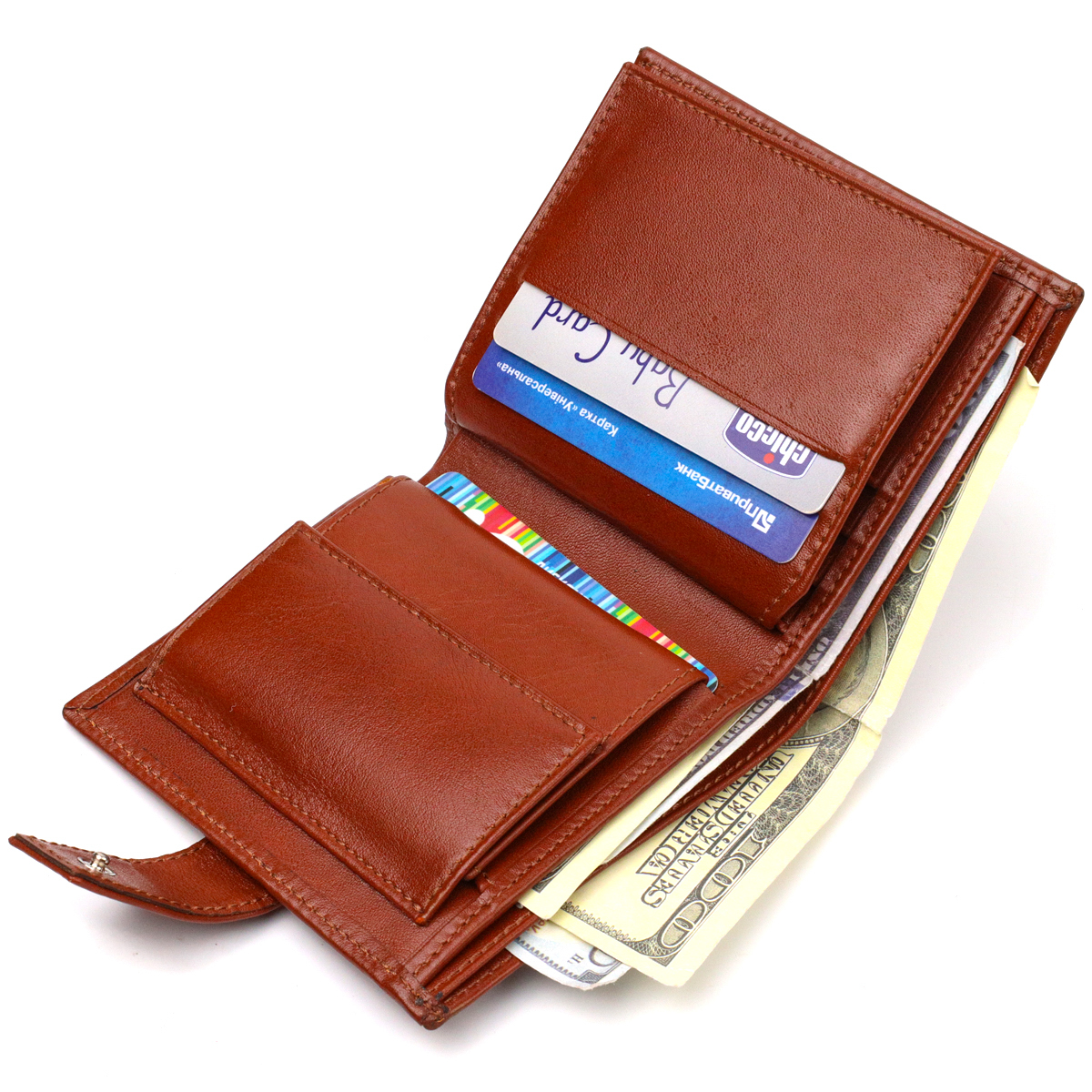 Відмінний чоловічий гаманець з натуральної гладкої шкіри CANPELLINI Коричневий