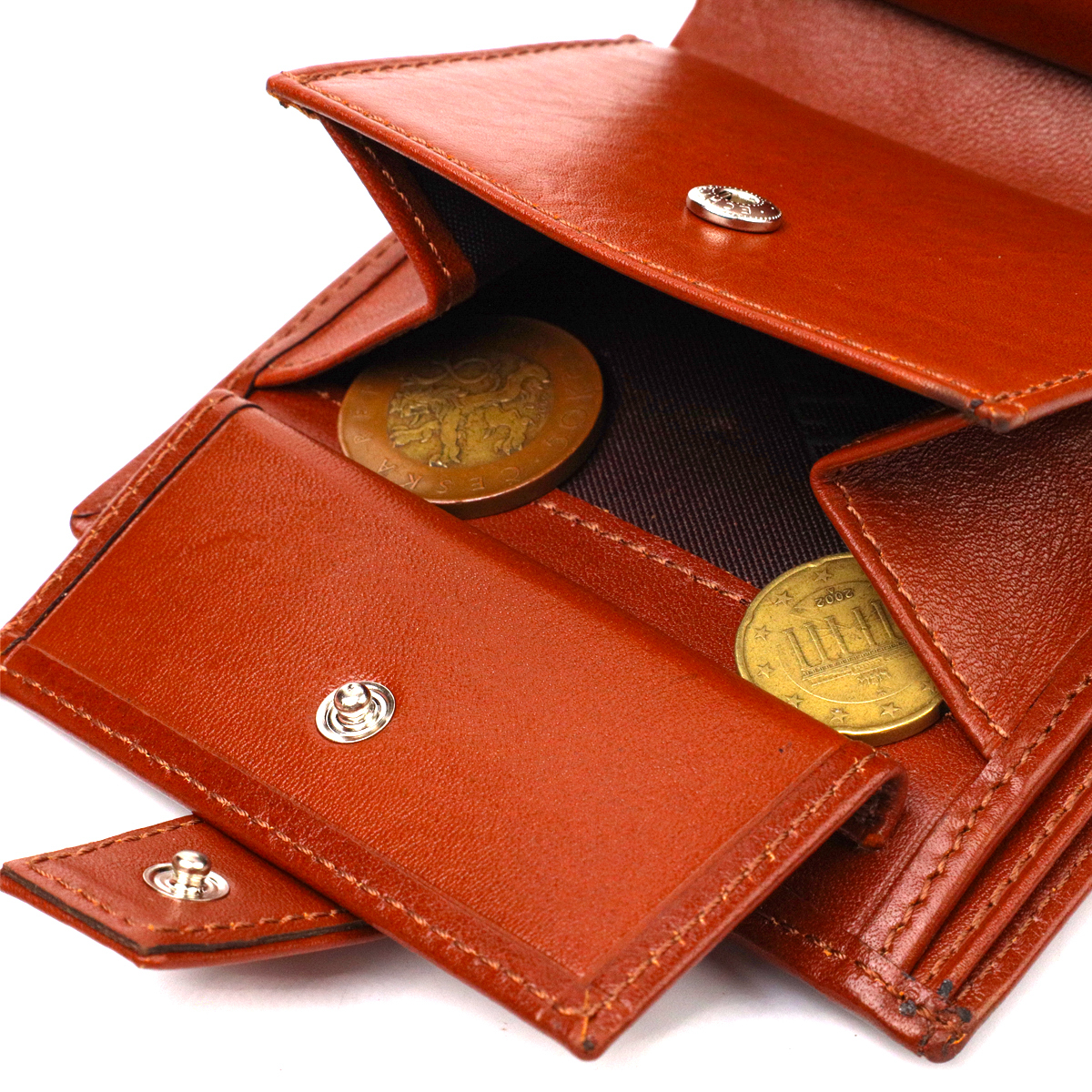 Відмінний чоловічий гаманець з натуральної гладкої шкіри CANPELLINI Коричневий