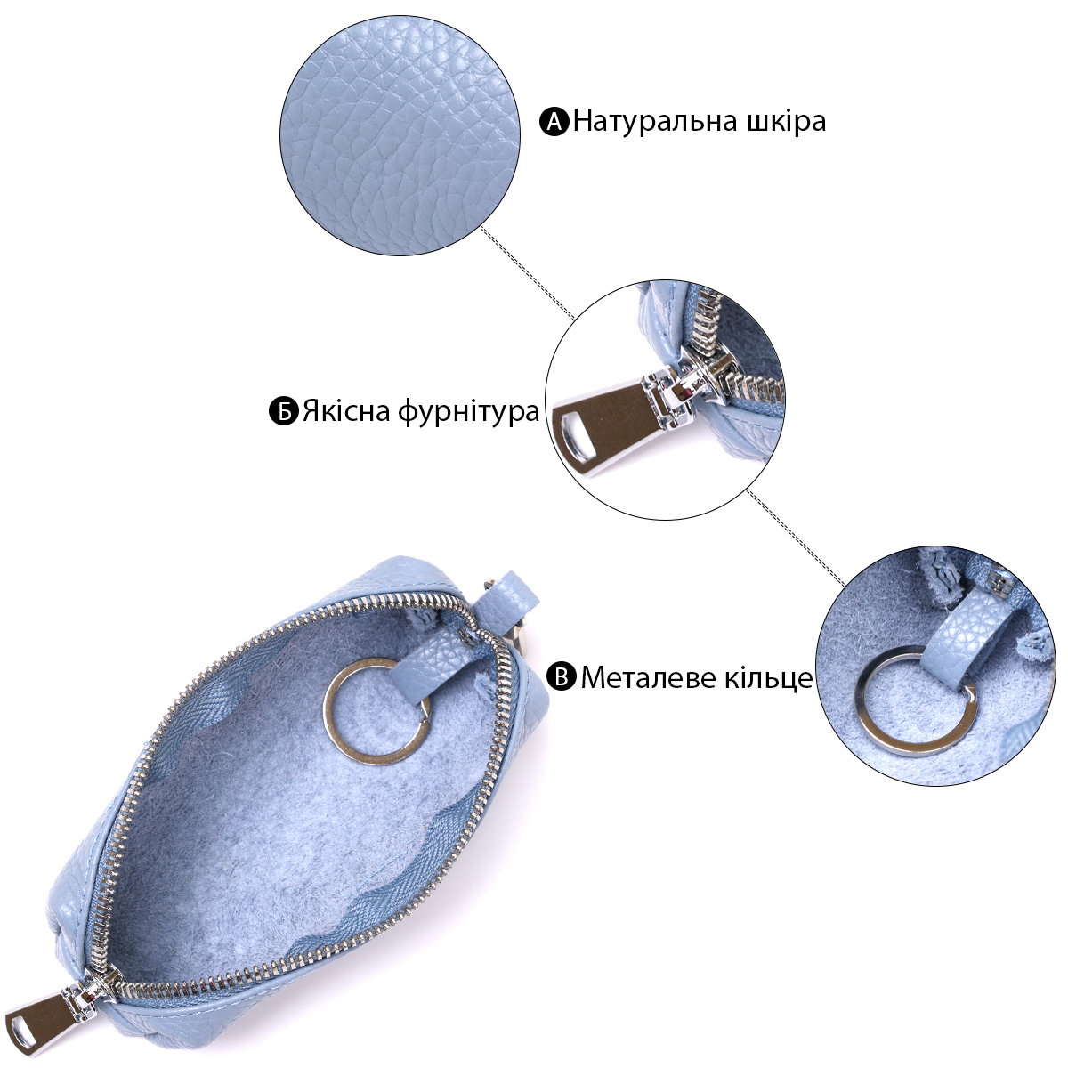 Добротная кожаная ключница Shvigel Голубой
