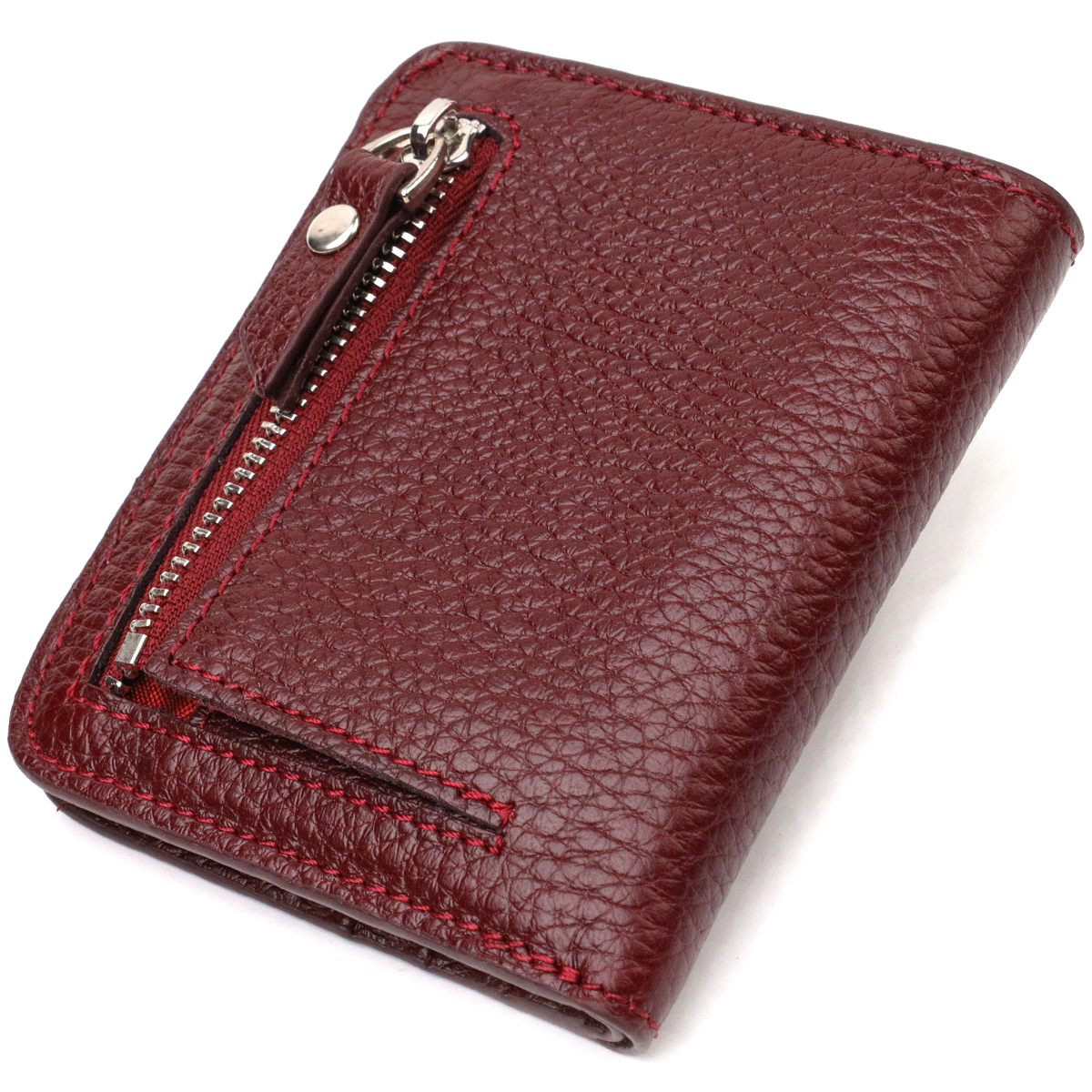 Ідеальний жіночий гаманець невеликого розміру з натуральної шкіри CANPELLINI Бордовий