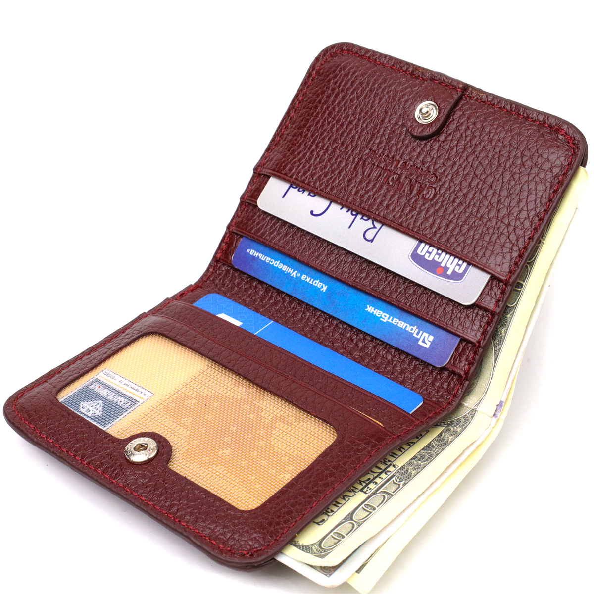 Ідеальний жіночий гаманець невеликого розміру з натуральної шкіри CANPELLINI Бордовий