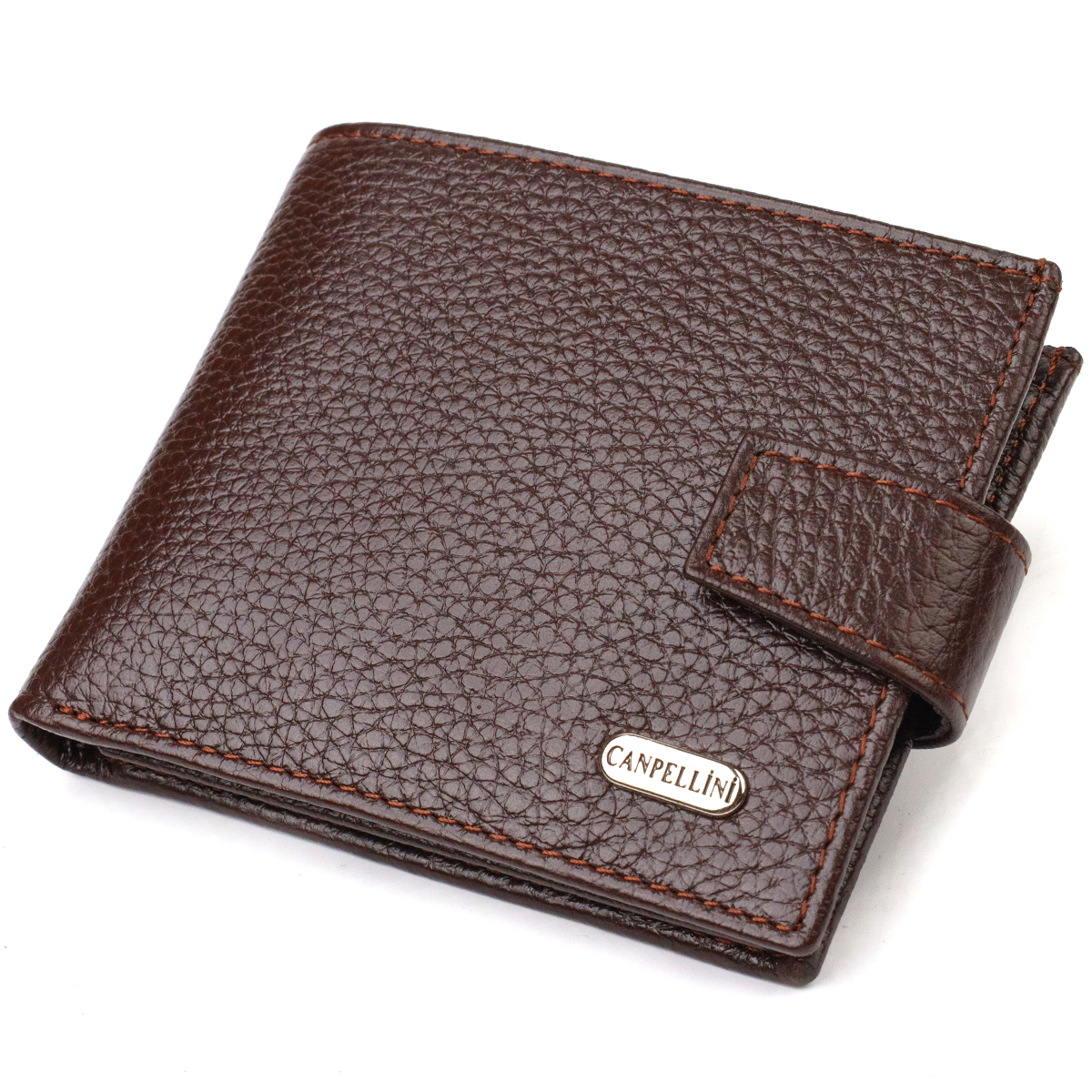 Ідеальне портмоне для чоловіків із натуральної зернистої шкіри CANPELLINI Коричневе