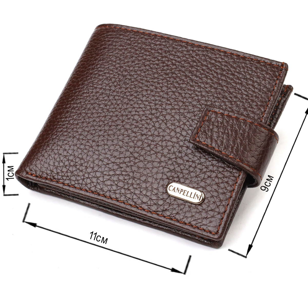 Ідеальне портмоне для чоловіків із натуральної зернистої шкіри CANPELLINI Коричневе
