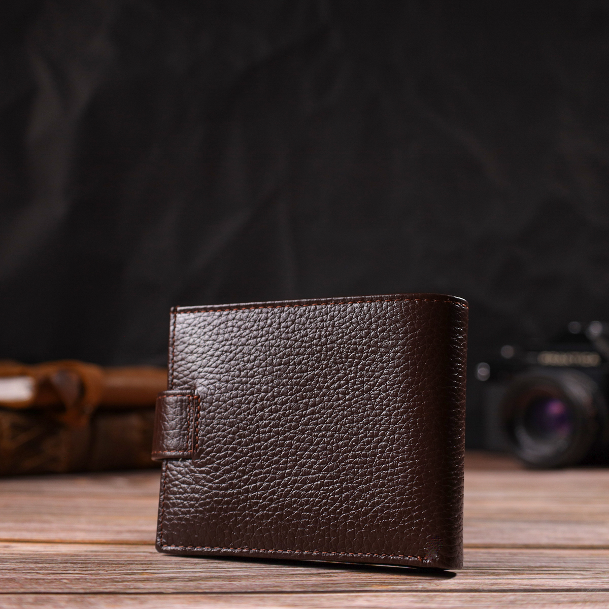 Ідеальне портмоне для чоловіків із натуральної зернистої шкіри CANPELLINI Коричневе