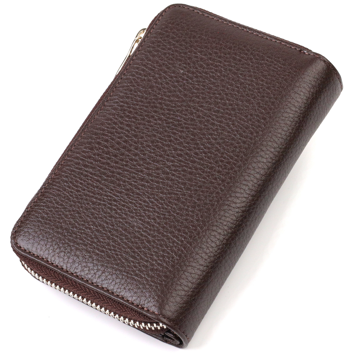 Практичне жіноче портмоне середнього розміру з натуральної шкіри CANPELLINI Коричневе