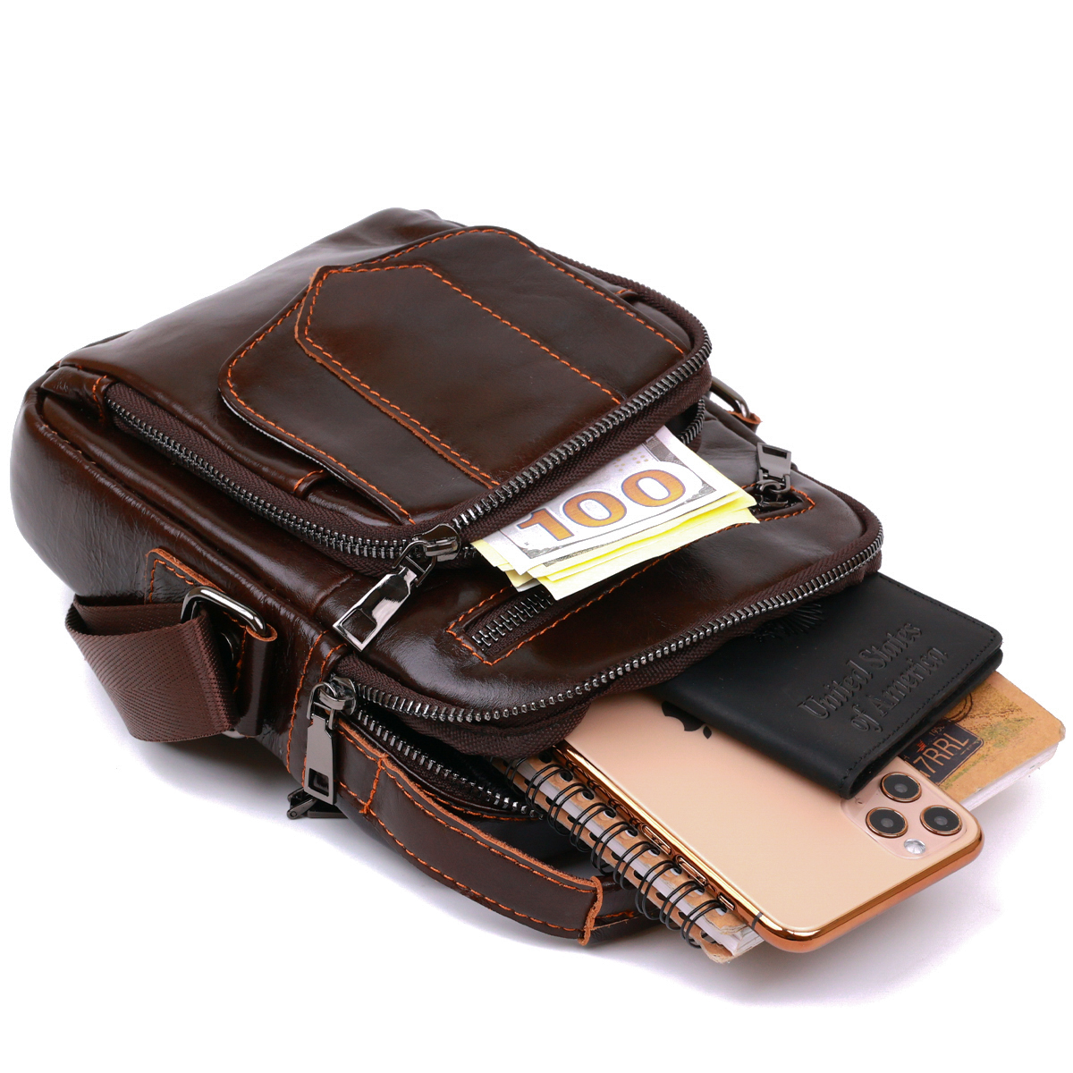 Сумка чоловіча зі шкіри Vintage Коричневий