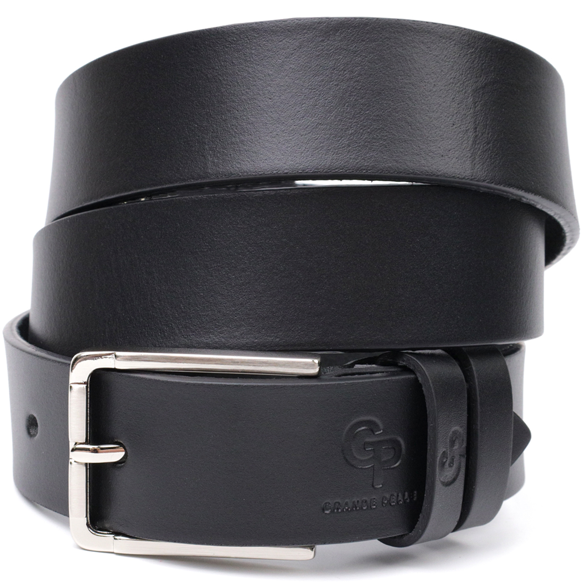 Класичний ремінь брючний для чоловіків з натуральної шкіри GRANDE PELLE Чорний