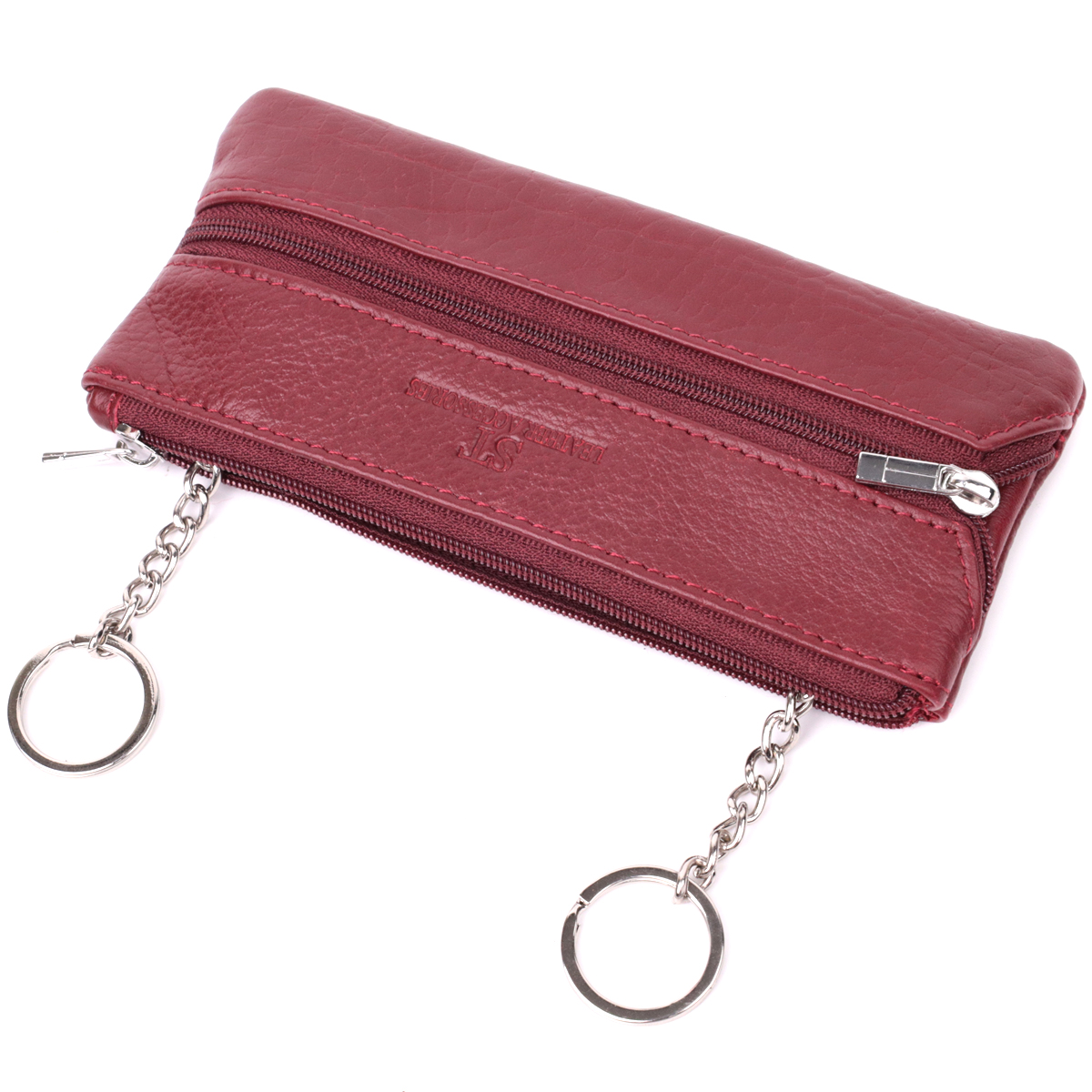 Шкіряна ключниця на блискавці ST Leather Бордовий