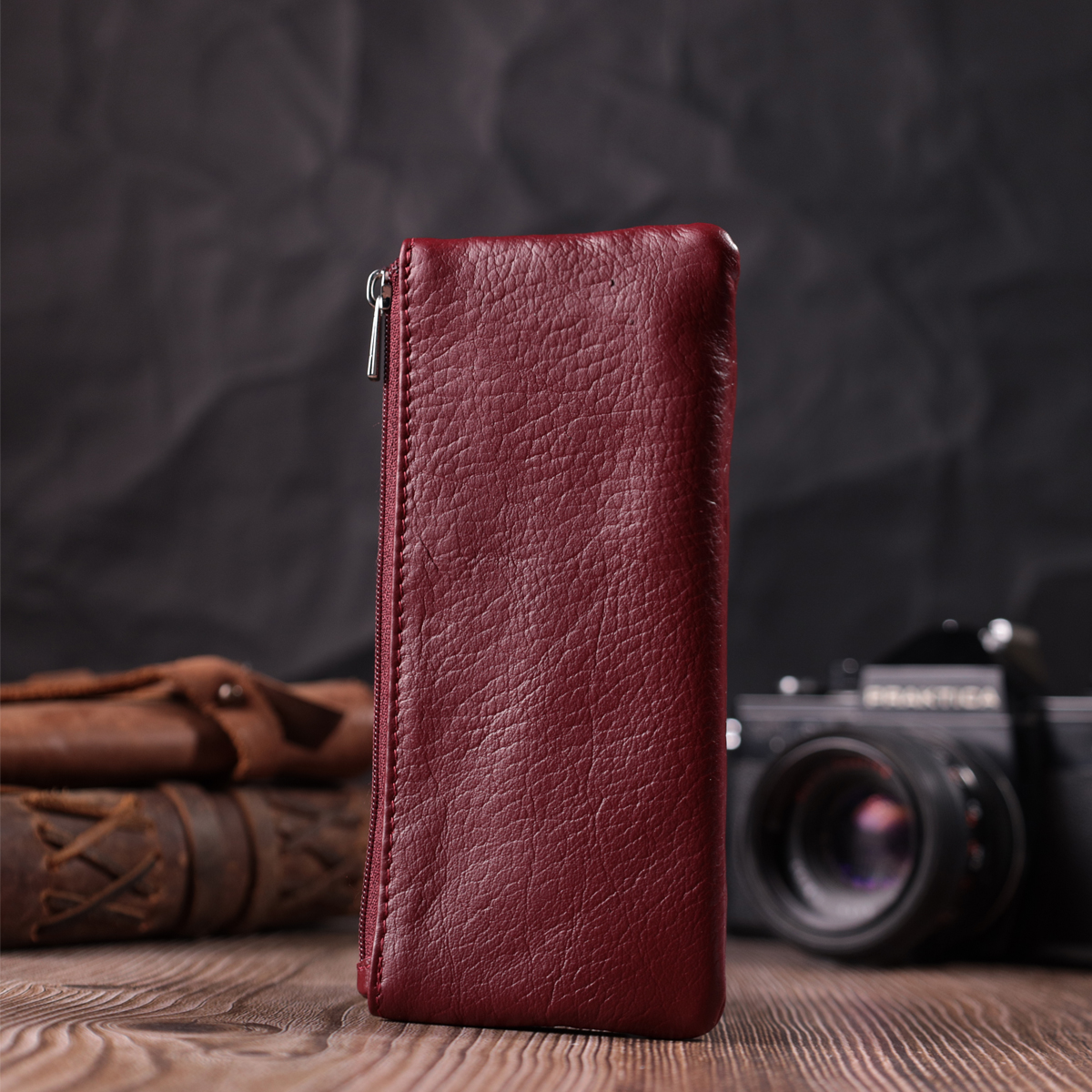 Шкіряна ключниця на блискавці ST Leather Бордовий