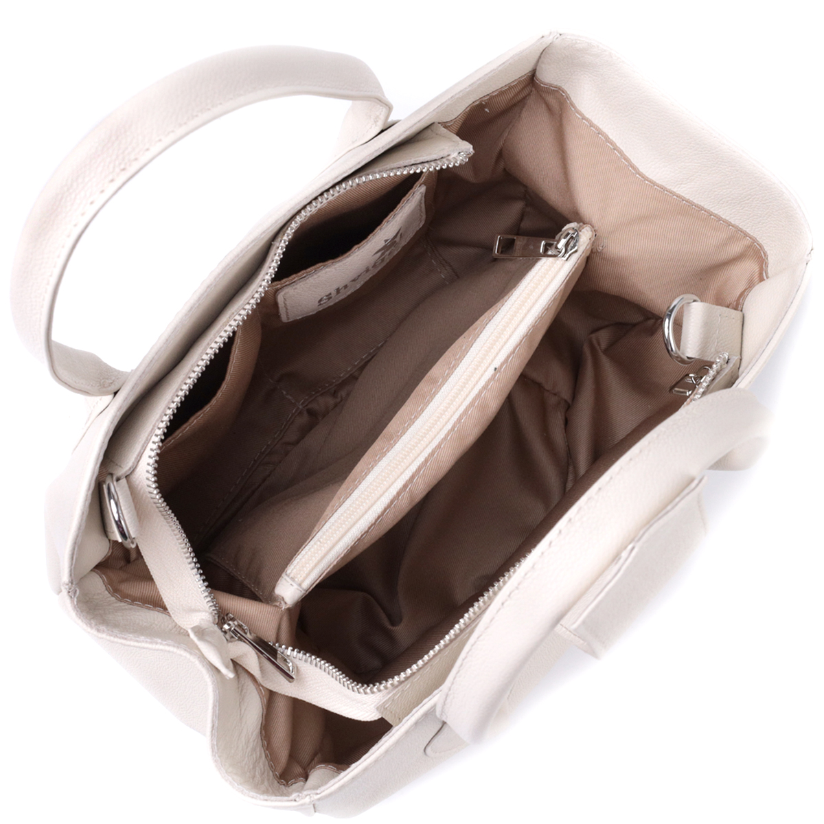 Ділова жіноча сумка з двома ручками з натуральної шкіри Shvigel Бежева