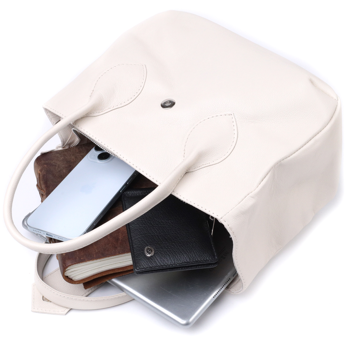 Ділова жіноча сумка з двома ручками з натуральної шкіри Shvigel Бежева