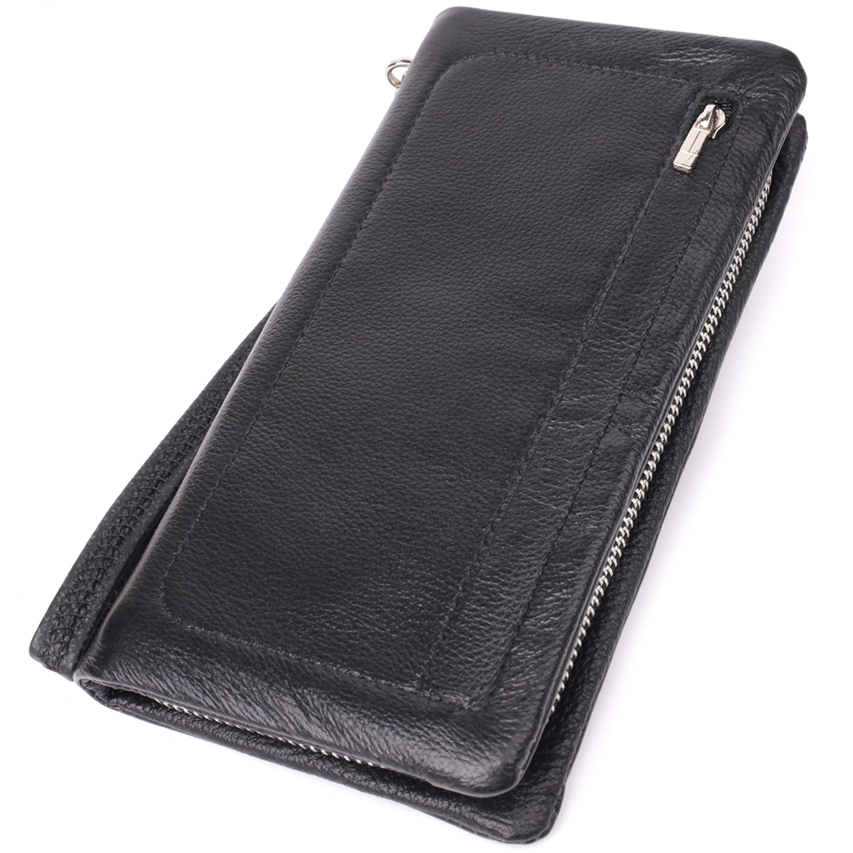 Жіночий шкіряний гаманець-клатч із відділенням під телефон ST Leather Чорний