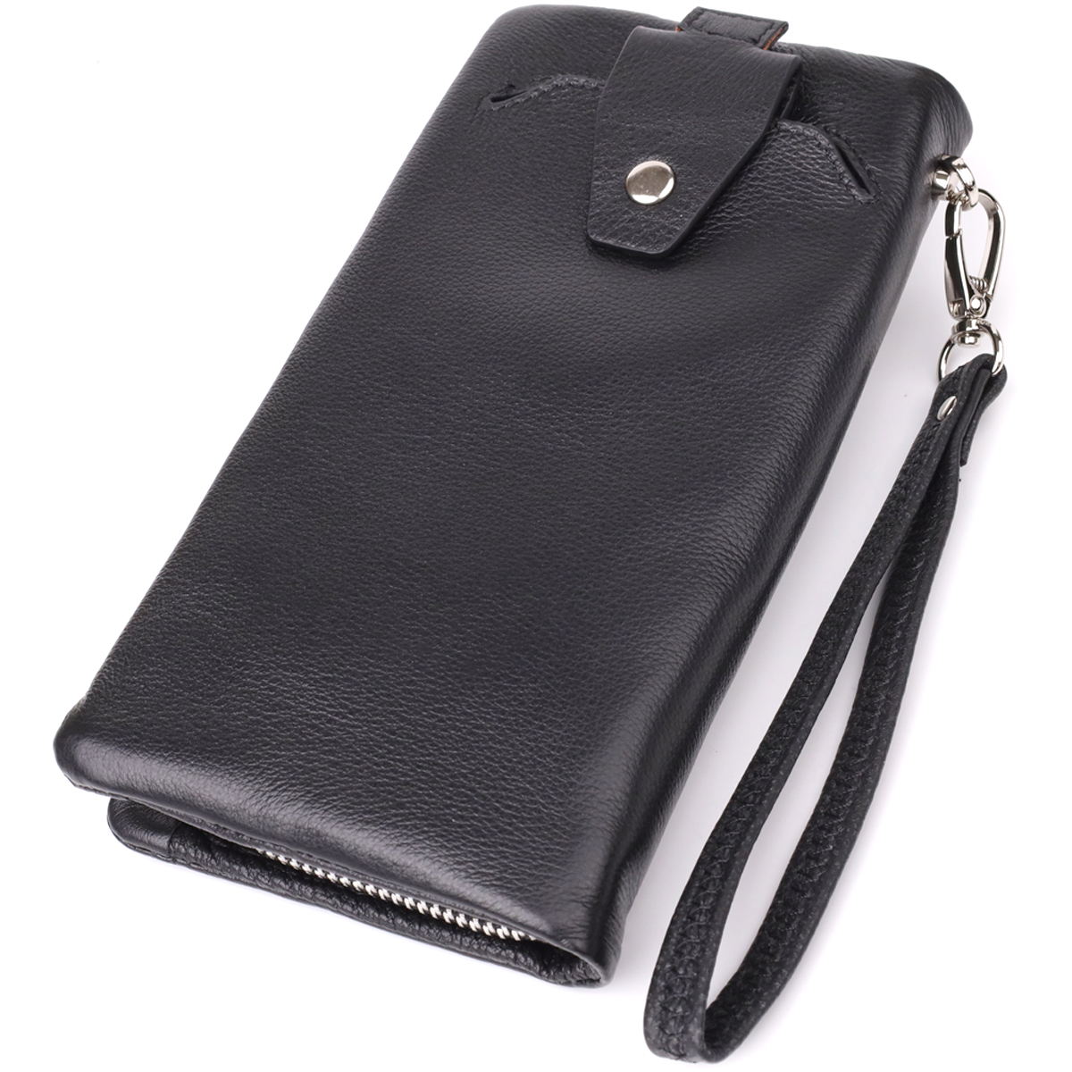 Жіночий шкіряний гаманець-клатч із відділенням під телефон ST Leather Чорний