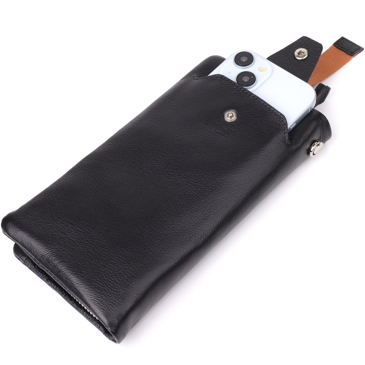 Жіночий шкіряний гаманець-клатч із відділенням під телефон ST Leather Чорний