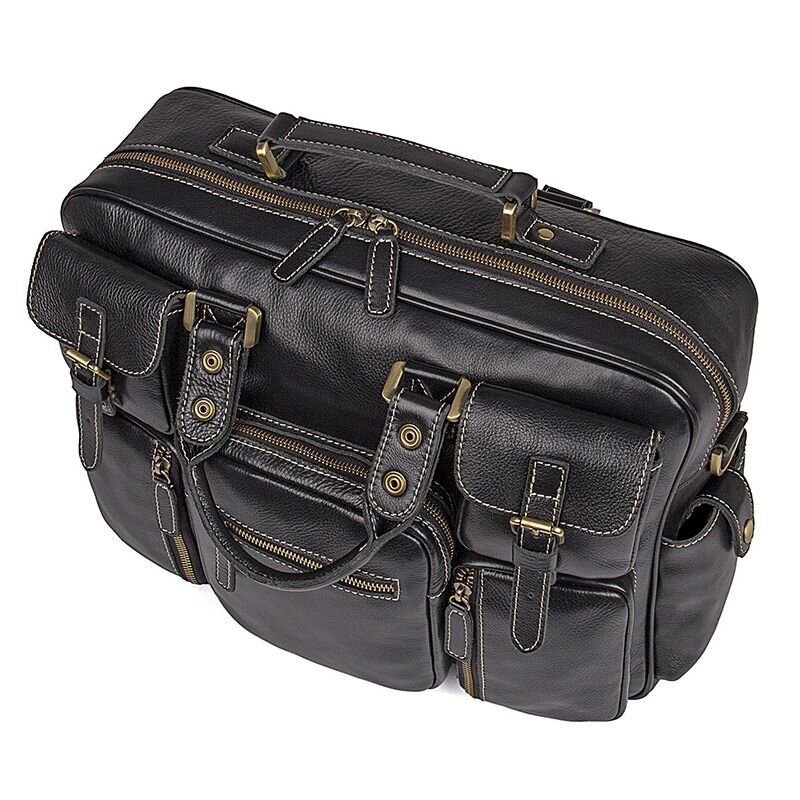 Багатофункціональна сумка з натуральної шкіри Vintage Чорна