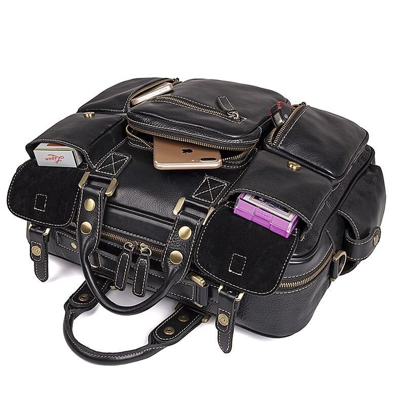 Багатофункціональна сумка з натуральної шкіри Vintage Чорна