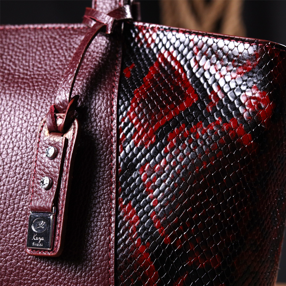 Оригінальна сумка жіноча KARYA шкіряна Бордовий