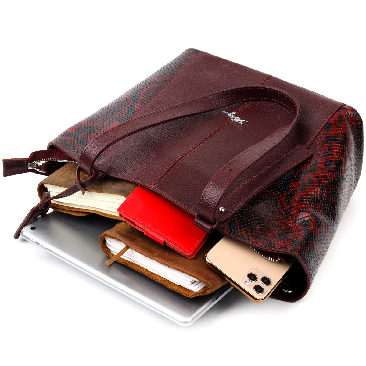 Оригінальна сумка жіноча KARYA шкіряна Бордовий