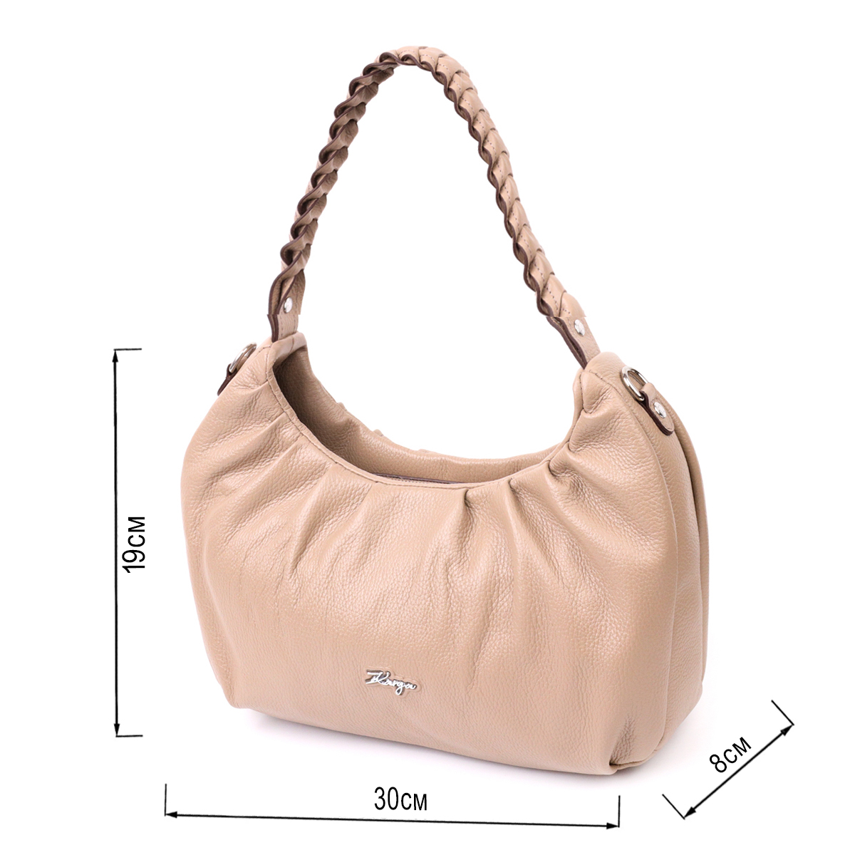 Стильная сумка багет KARYA кожаная Бежевый