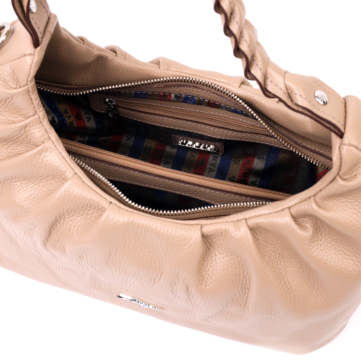 Стильная сумка багет KARYA кожаная Бежевый