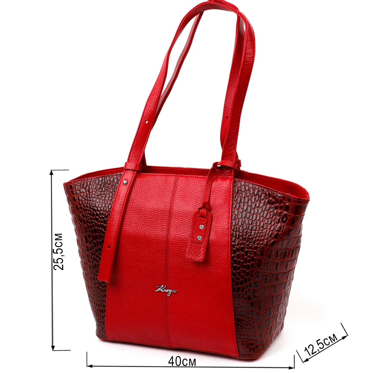 Деловая женская сумка с ручками KARYA кожаная Красный