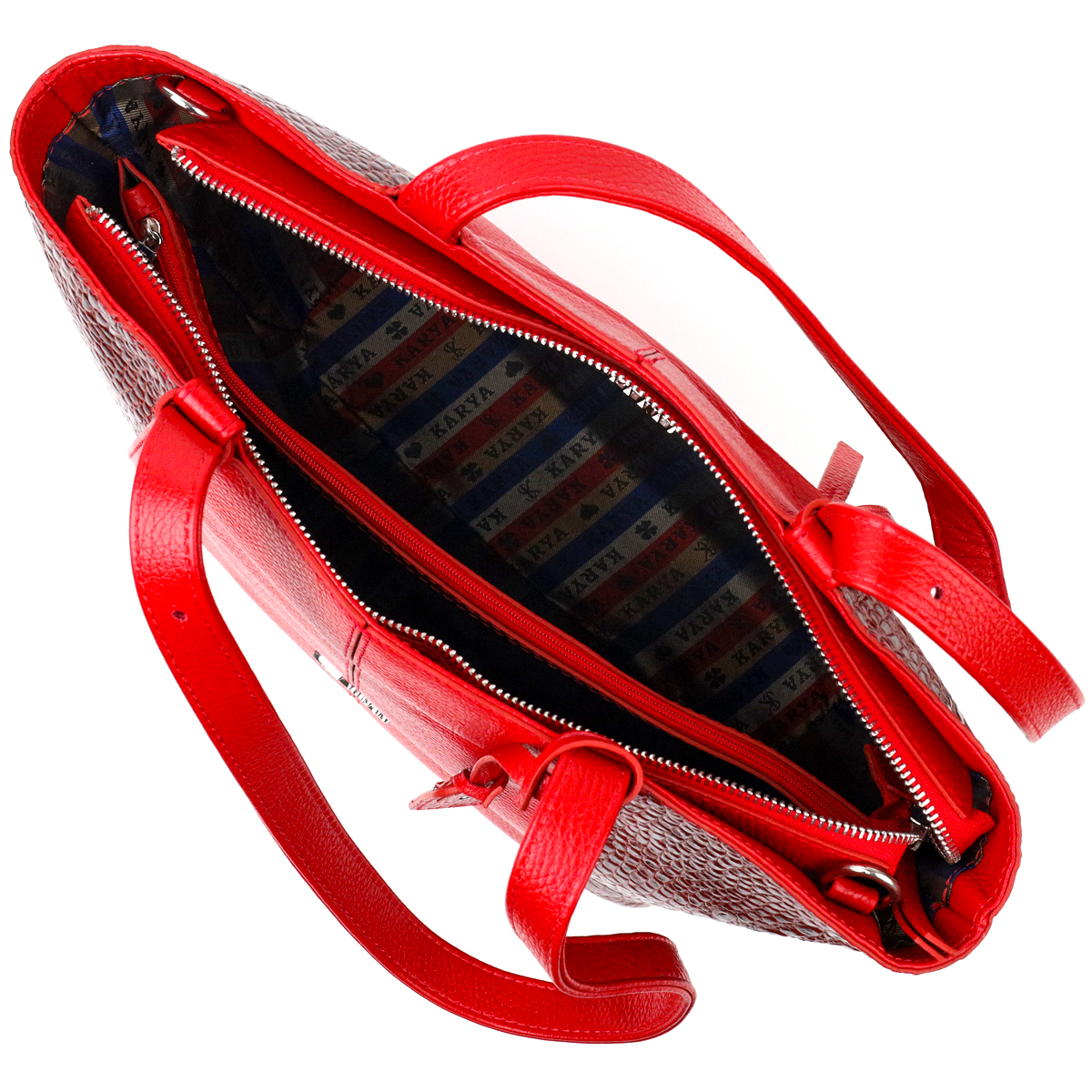 Деловая женская сумка с ручками KARYA кожаная Красный