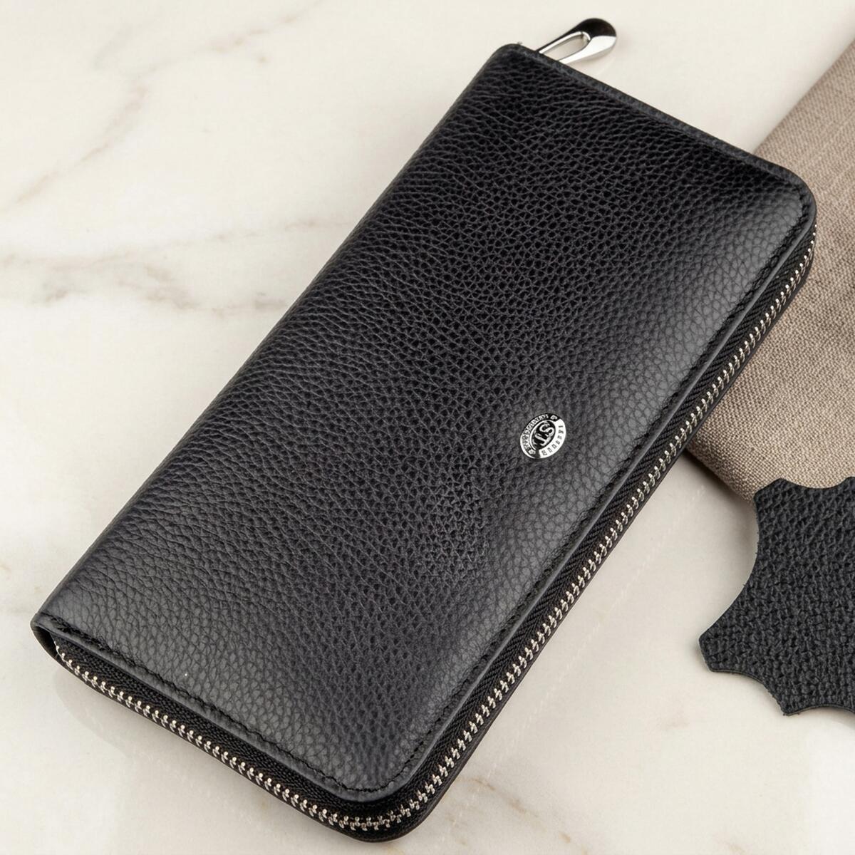 Жіночий клатч на блискавки ST Leather Чорний