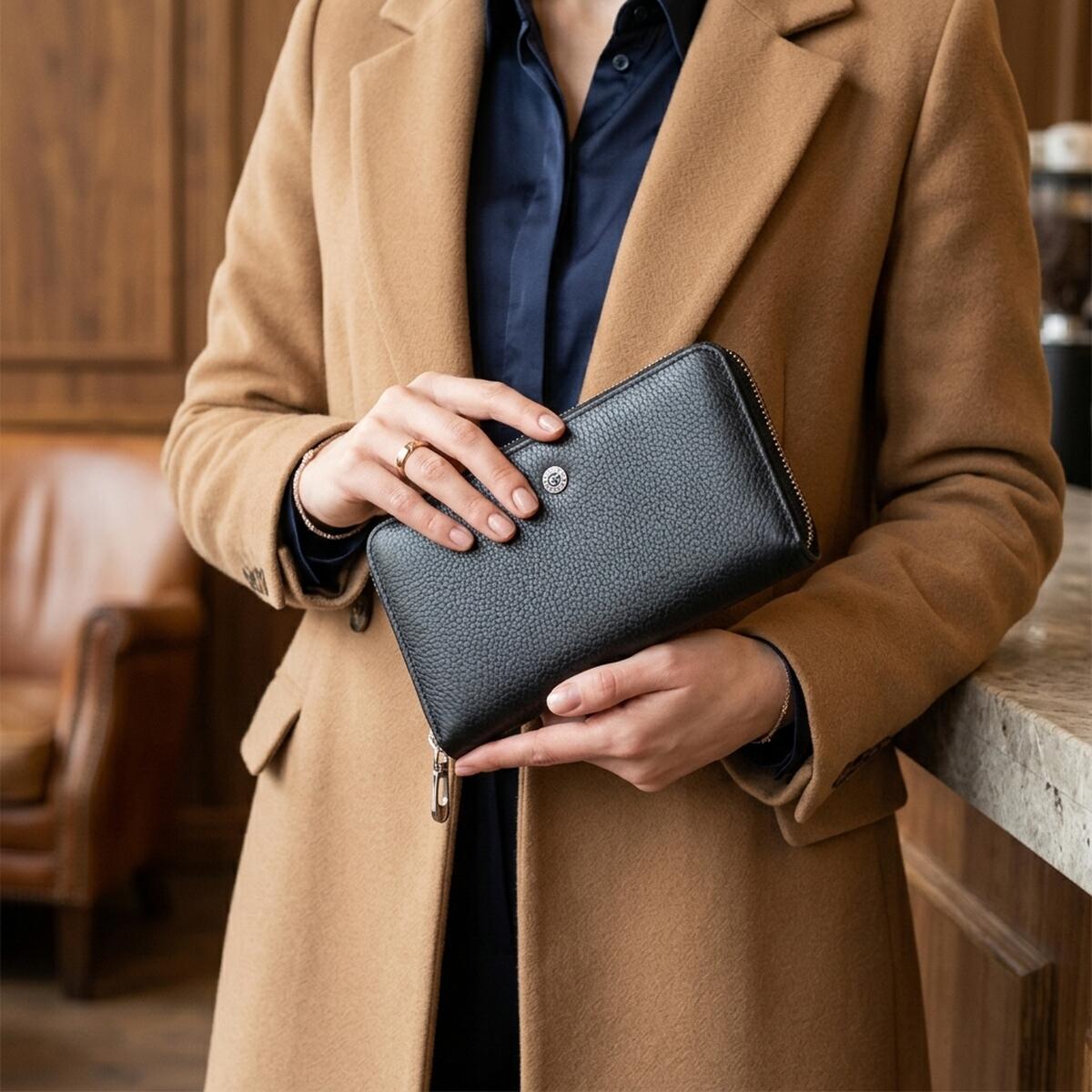 Жіночий клатч на блискавки ST Leather Чорний