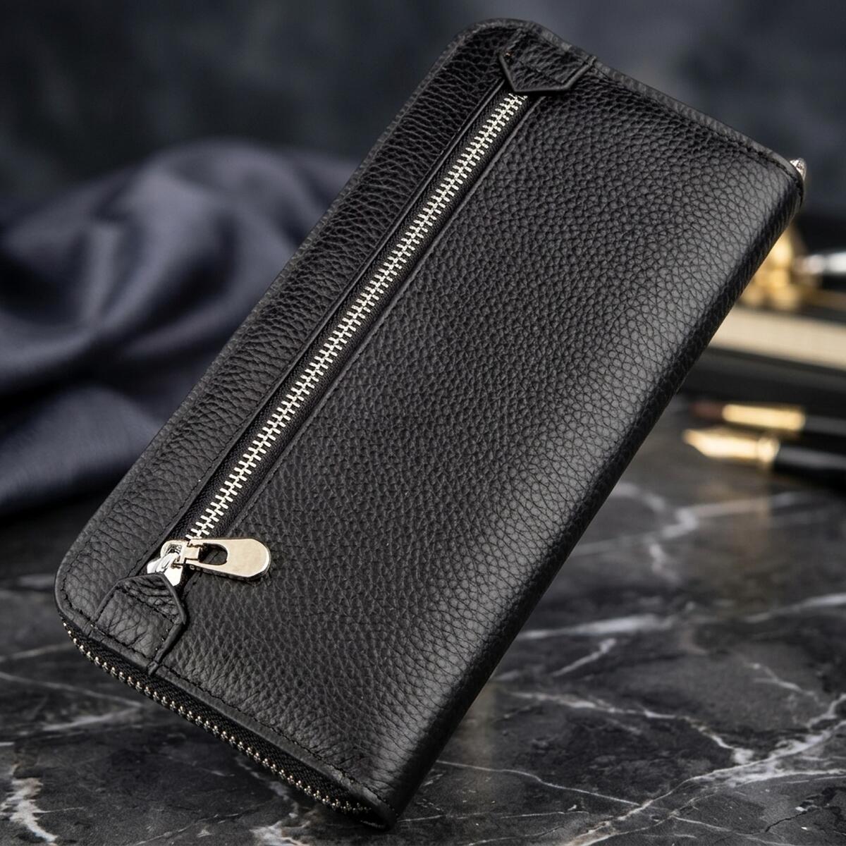 Жіночий клатч на блискавки ST Leather Чорний