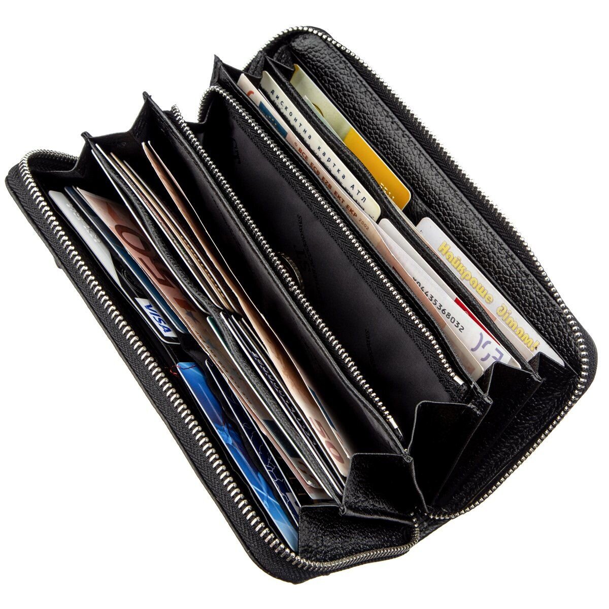 Жіночий клатч на блискавки ST Leather Чорний