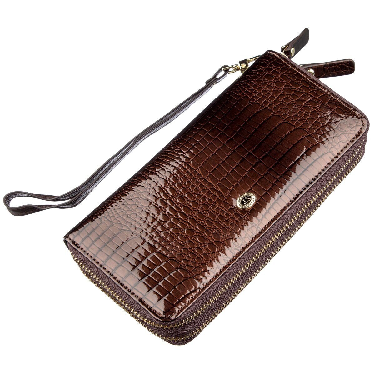 Жіночий лаковий клатч ST Leather Коричневий