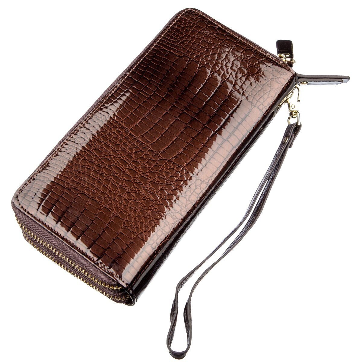 Жіночий лаковий клатч ST Leather Коричневий