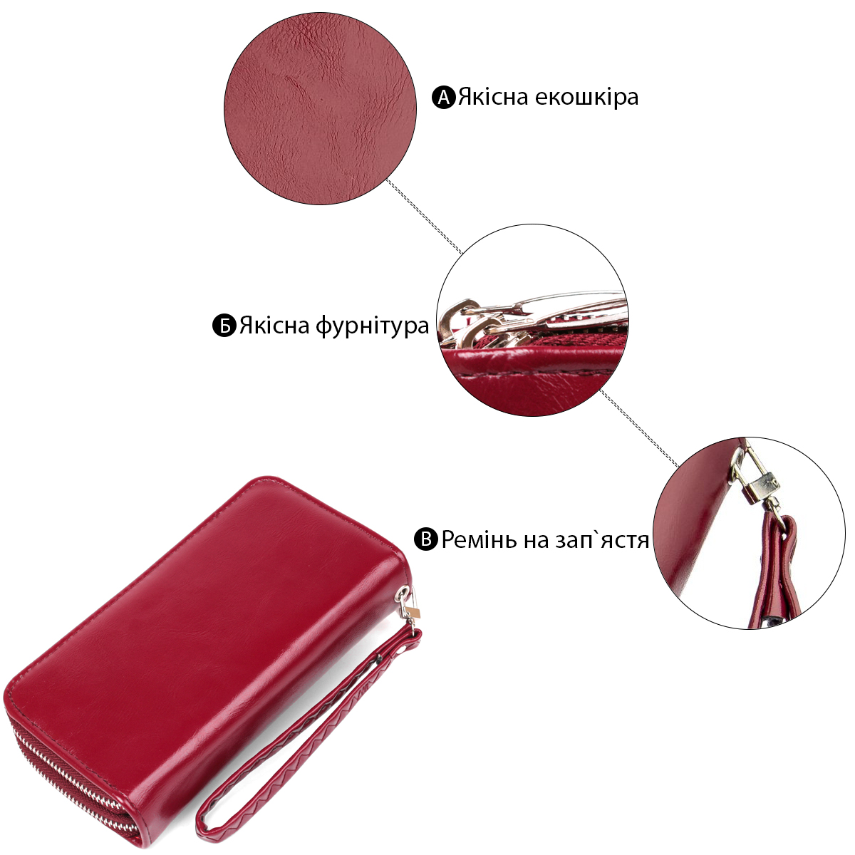 Гаманець жіночий з екокожі KIVI Малиновий