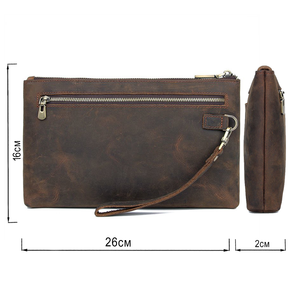 Красива барсетка чоловіча в шкірі Crazy horse Vintage Коричнева