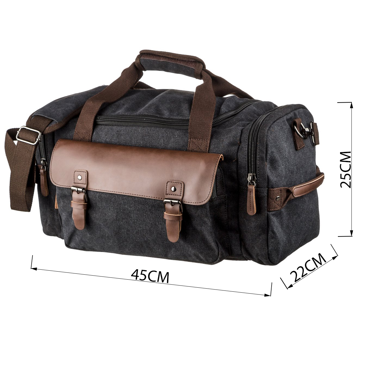 Дорожня сумка текстильна з кишенею Vintage Чорна