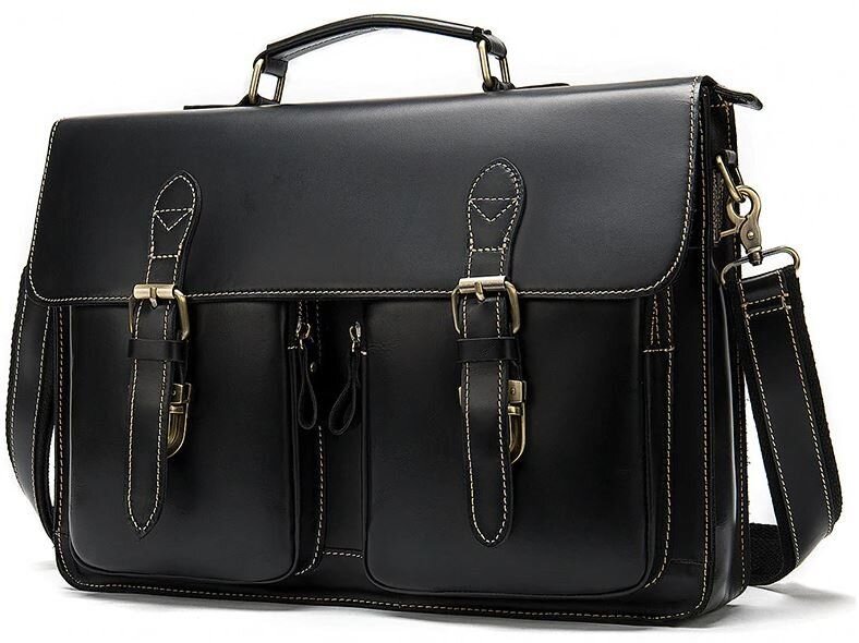 Портфель чоловічий зі шкіри на плече Vintage Чорний