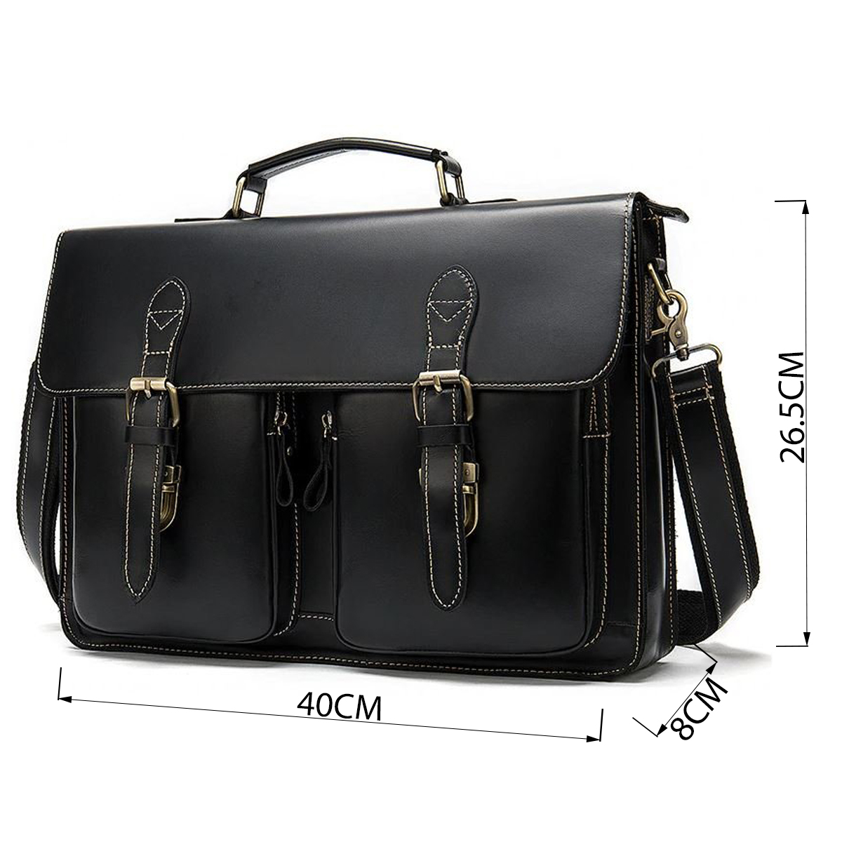 Портфель чоловічий зі шкіри на плече Vintage Чорний