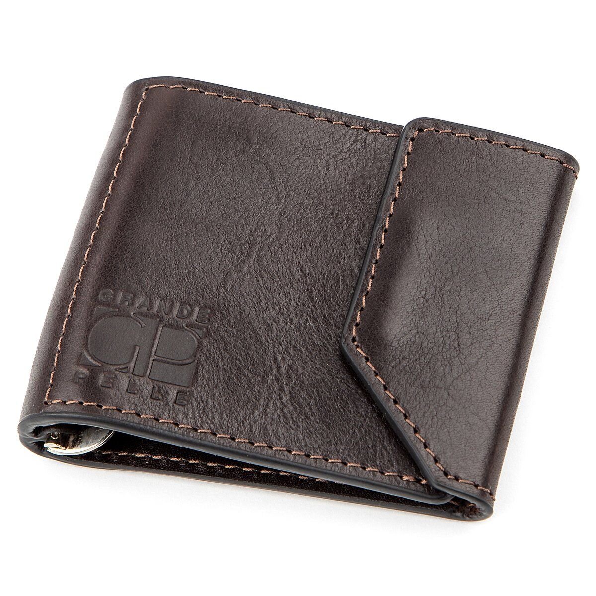 Затискач для грошей GRANDE PELLE Темно-коричневий