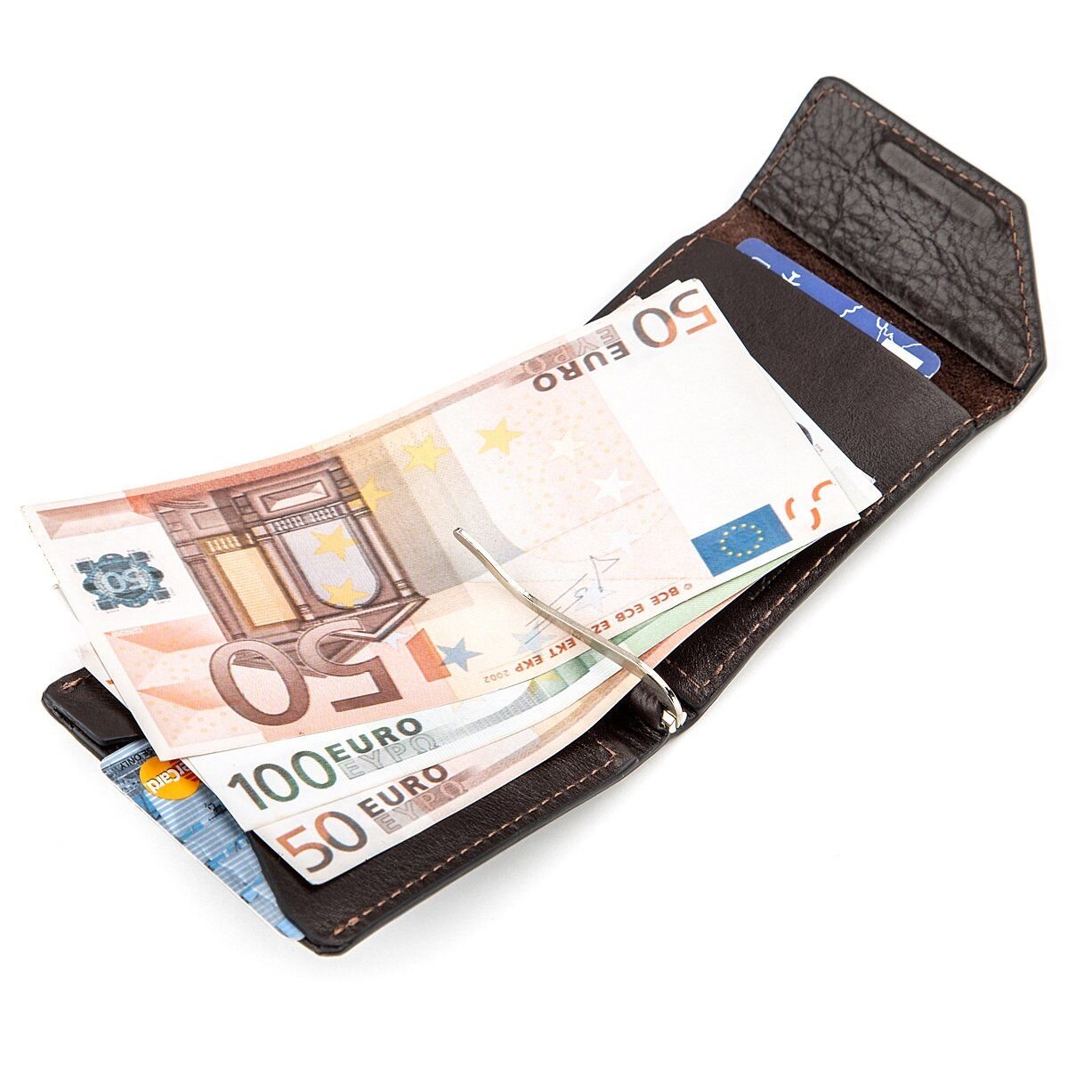 Затискач для грошей GRANDE PELLE Темно-коричневий