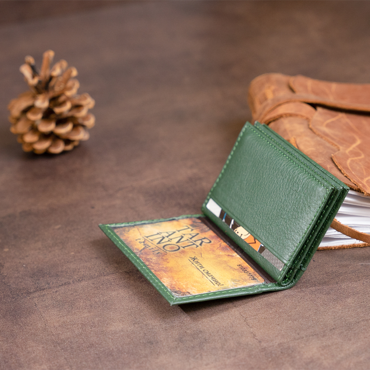 Візитниця-книжка ST Leather Зелена