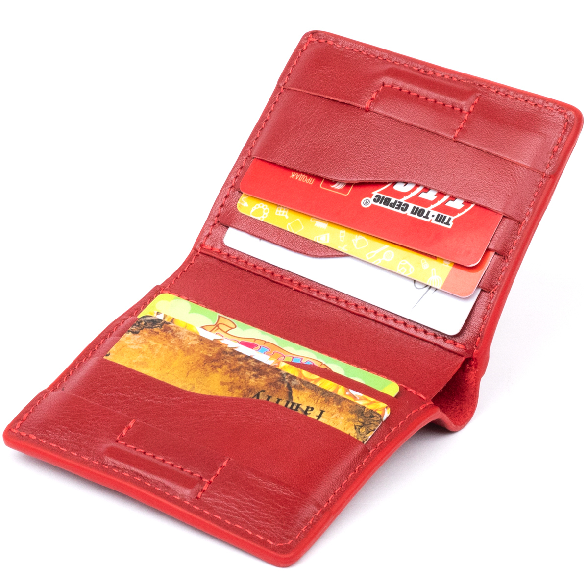 Вертикальне глянсове портмоне з накладною монетницьою GRANDE PELLE Червоне