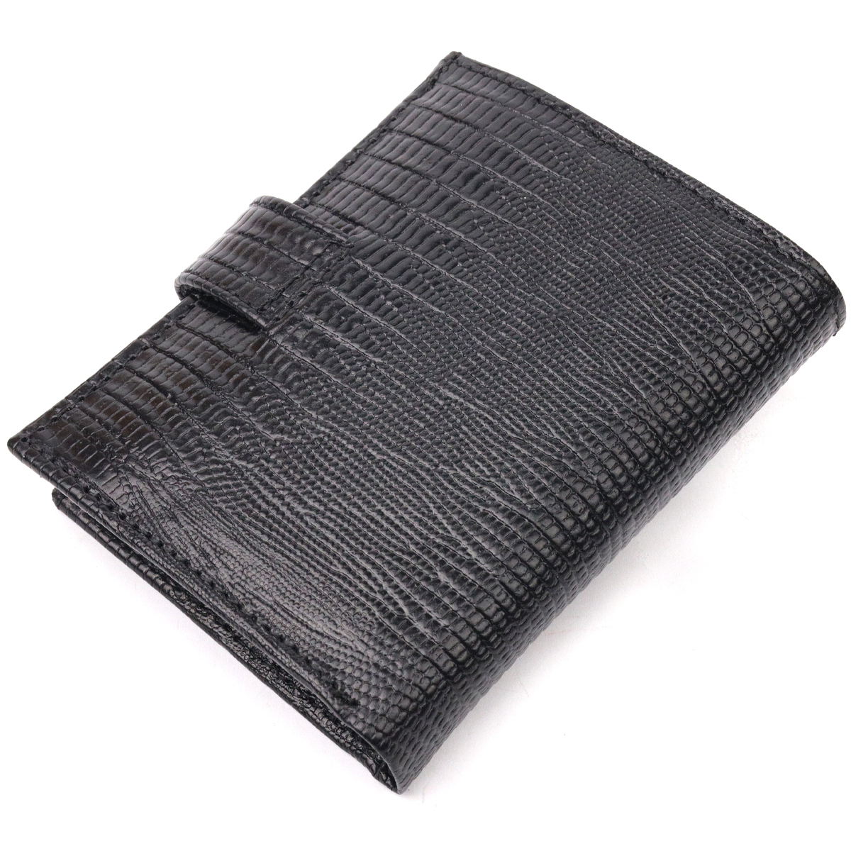 Практичный вертикальный небольшой мужской кошелек из фактурной кожи KARYA Черный