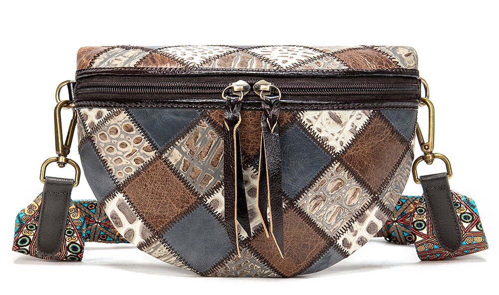Жіноча поясна шкіряна сумка Vintage Різнокольорова