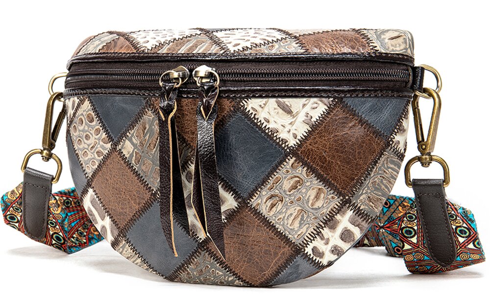 Жіноча поясна шкіряна сумка Vintage Різнокольорова