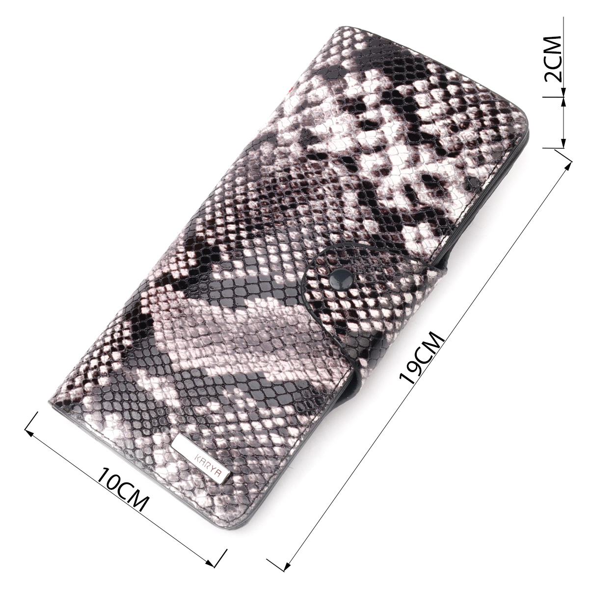 Многофункциональное женское портмоне из натуральной фактурной кожи под змею KARYA Черный