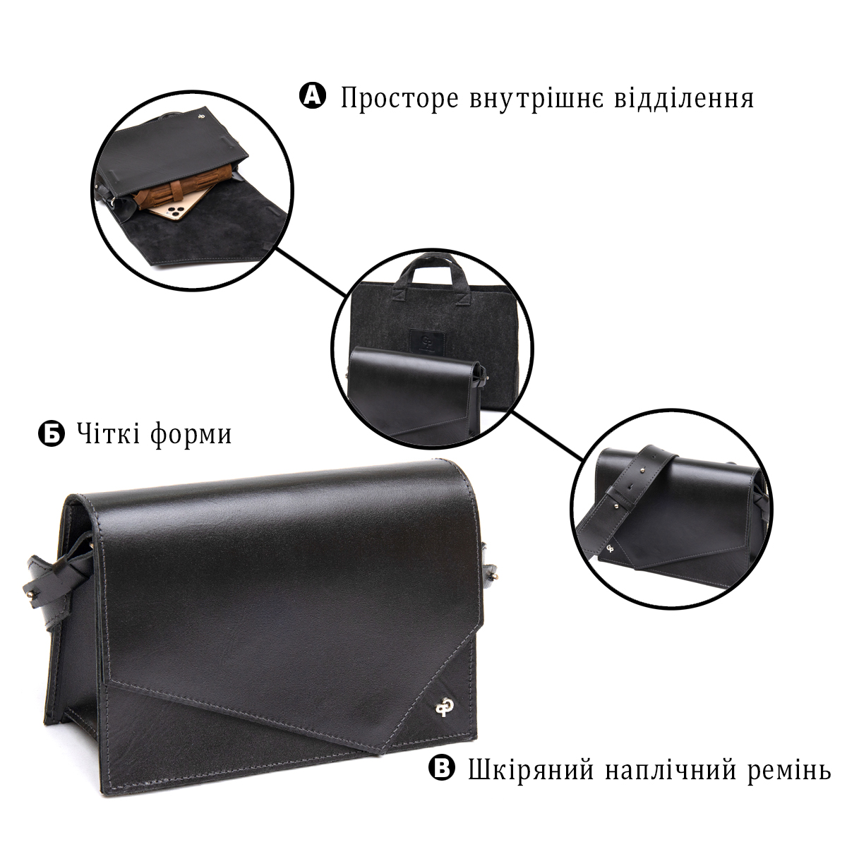 Жіноча стильна сумка з натуральної шкіри GRANDE PELLE Чорний