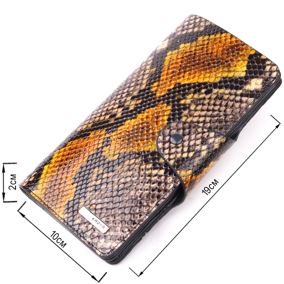 Необычное женское портмоне из натуральной фактурной кожи под змею KARYA Разноцветный