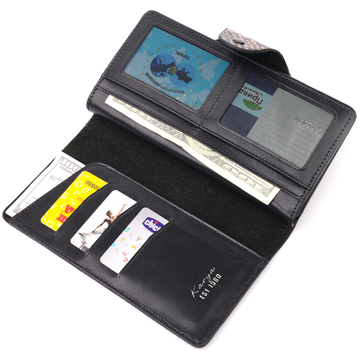 Необычное женское портмоне из натуральной фактурной кожи под змею KARYA Разноцветный