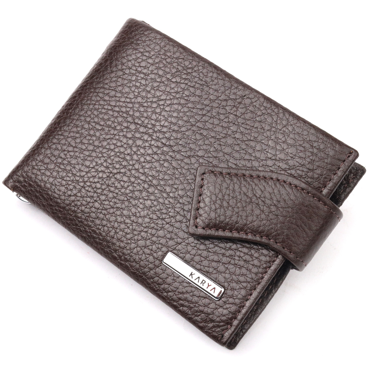 Практичный мужской зажим из натуральной кожи KARYA Коричневый