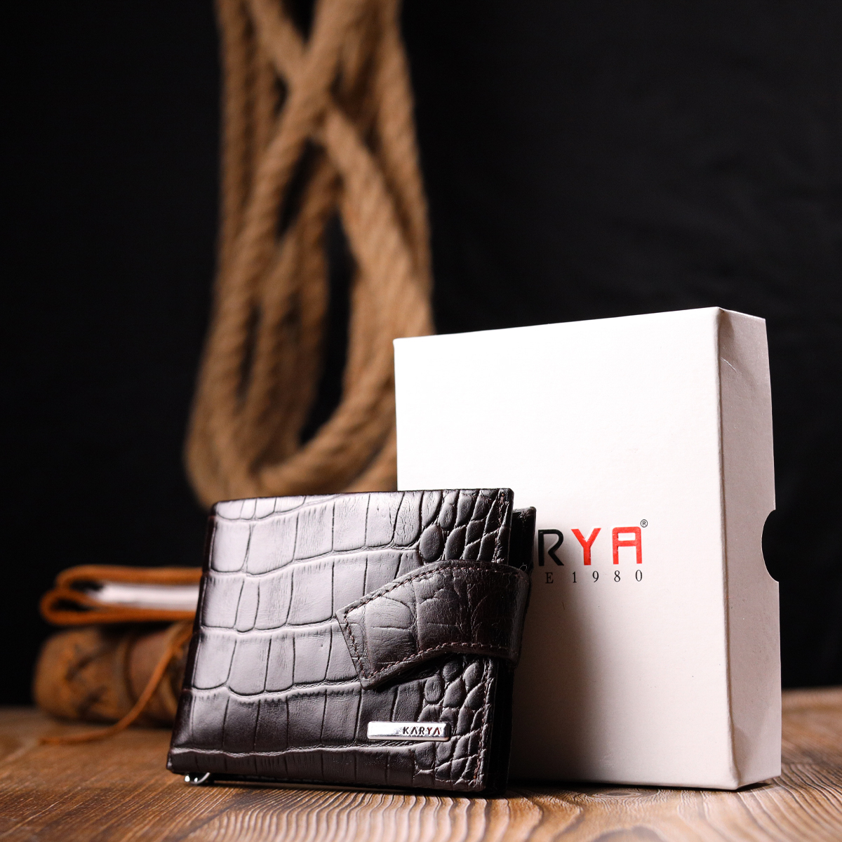 Практичный мужской зажим из натуральной кожи KARYA Коричневый